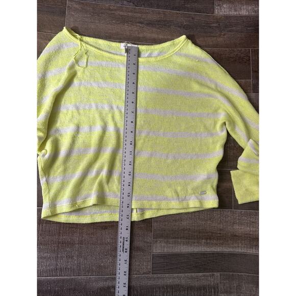 Aeropostale‎ Crop Top Sweater Lime Green And White Stripes - Picture 4 of 6